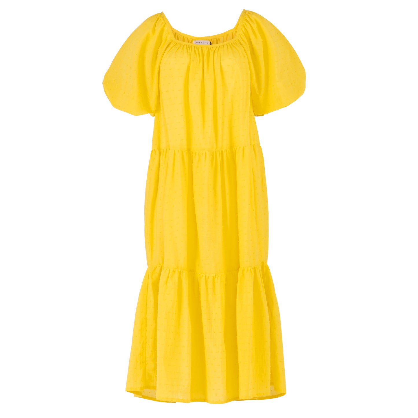 ROSEMARY Dotted Cotton Dress, in Sunflower Yellow